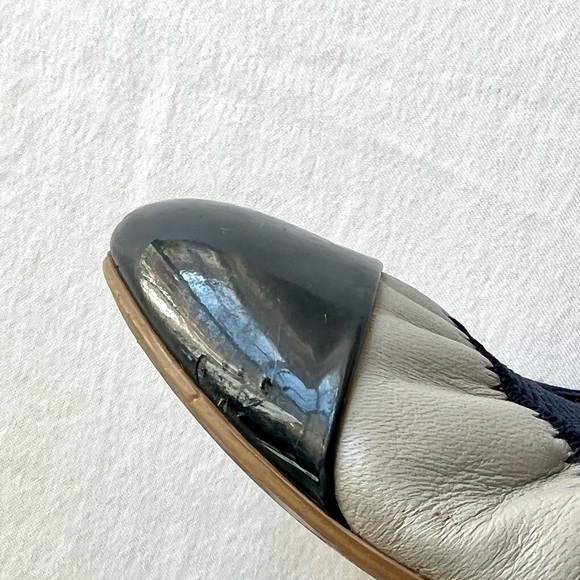 J Crew Women Mila ballerina flats grey/navy, sz made in Italy 9.5 - Picture 5 of 7